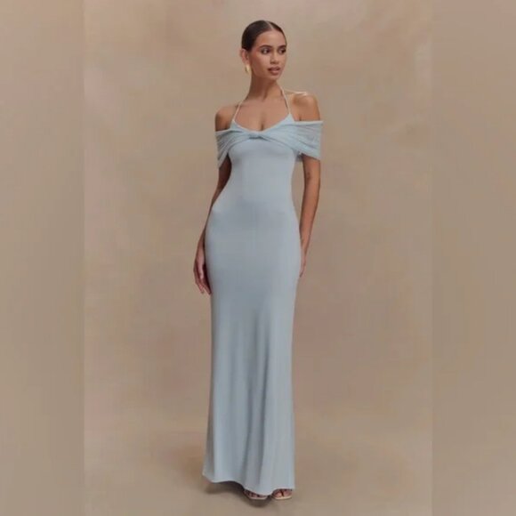 Off-Shoulder Light Blue Dress - Meshki - Picture 1 of 3
